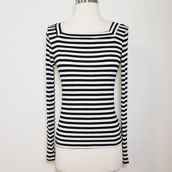 Frame Striped Squareneck Ribbed Top - Picture 2 of 7